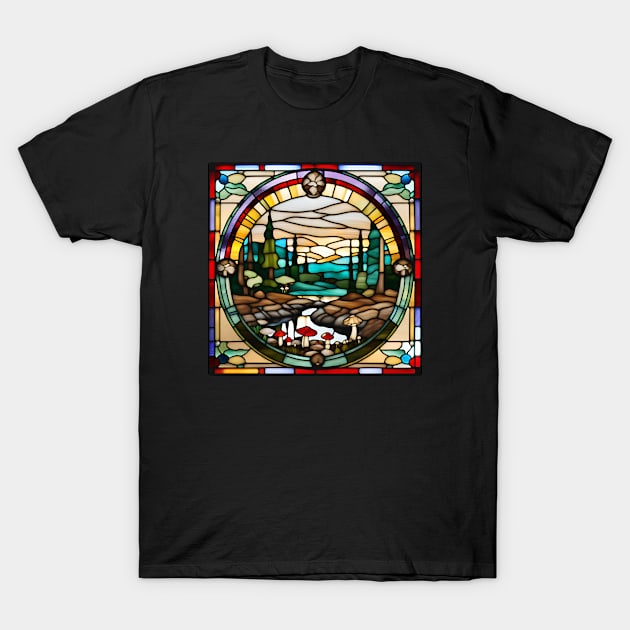 Fungi Foreground Stained Glass T-Shirt by Xie